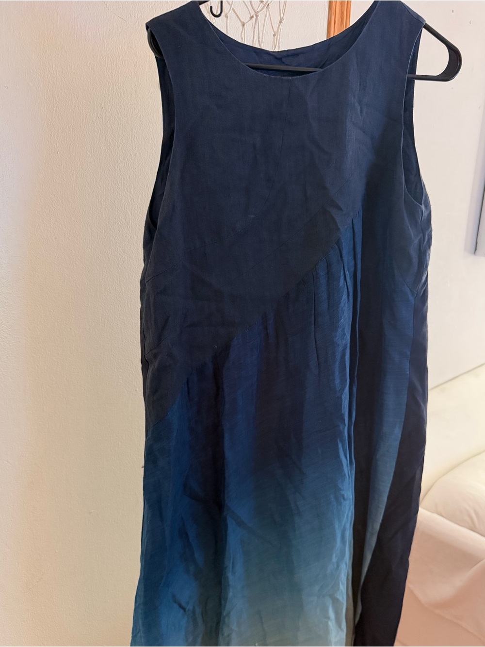Sleeveless Ombre Midi Dress in Navy and Teal - , Women Dresses Midi